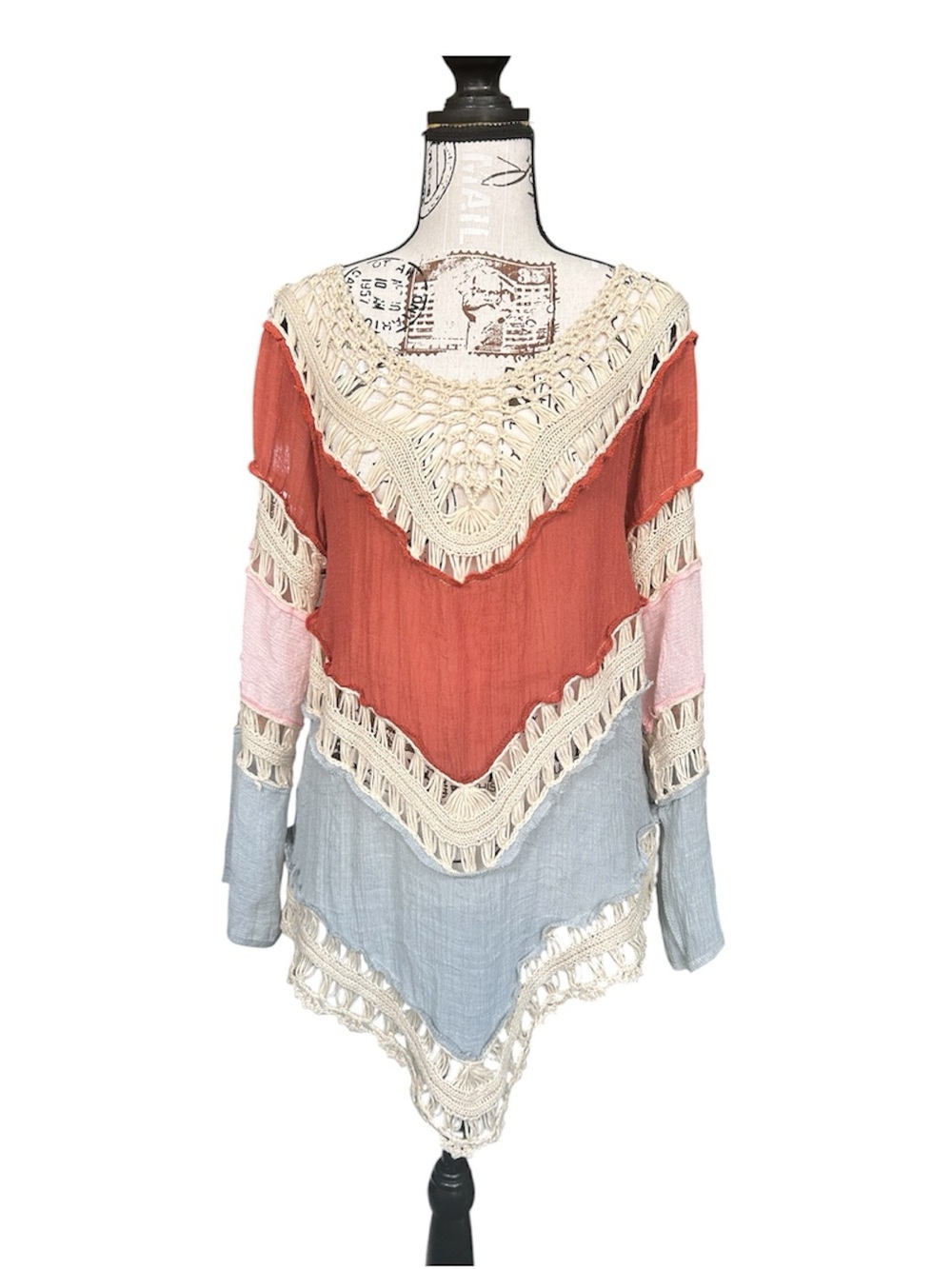 Boho Style Crochet Lightweight Flowy Festival Top size Small